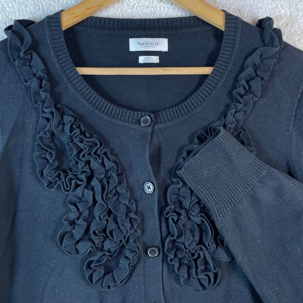 whimsigoth dark romance ruffle embellished button cardigan L office siren vamp